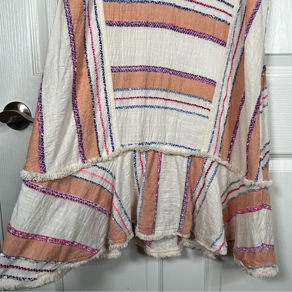 Anthropologie Holding Horses Elira Striped Boho Dress Sz S Frayed Trim - Picture 12 of 13